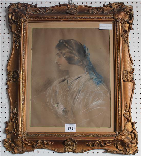 Gilt framed pastel of a lady(-)
